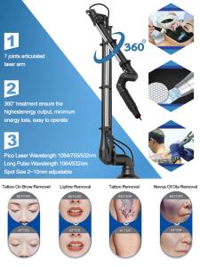 Vertical Picosecond 755nm 808nm 1064nm Picolaser Nd Yag Freckle Tattoo Removal Machine