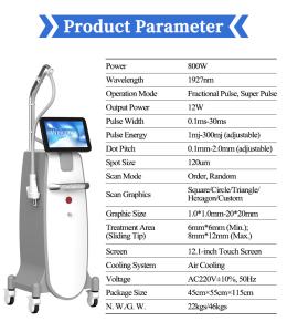 Fractional 1927nm Erbium YAG Laser Machine 12.1inch Touch Screen Stationary for Acne Scars Removal Pigmentation Reduction