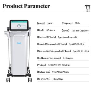 3 in 1 M8 Microneedling Fractional RF Skin Rejuvenation Scar Acne Treatment Wrinkle Removal With Ice Hammer Machine