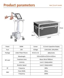 6d Laser & EMS+RF Maxsculpt Shape Body Slimming Skin Care with 2 Face Probe Machine Xm-685 Plus