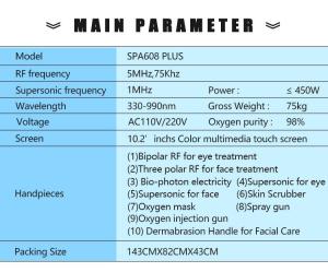 Oxygen Therapy Facial Machine with Pore Cleaning for Skin Rejuvenation Deep Cleansing Machine Spa608-plus