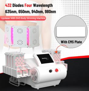 LIPOLASER EMS Laser Pad 4 Wavelengths 635nm 650nm 940nm 980nm Body Slimming Machine