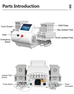 LIPOLASER EMS Laser Pad 4 Wavelengths 635nm 650nm 940nm 980nm Body Slimming Machine