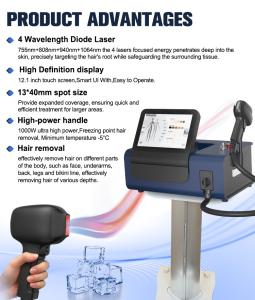 Professional 4 Wavelength Diode Laser Hair Removal Machine Ice Cooling System for Clinic Salon Spa BR315